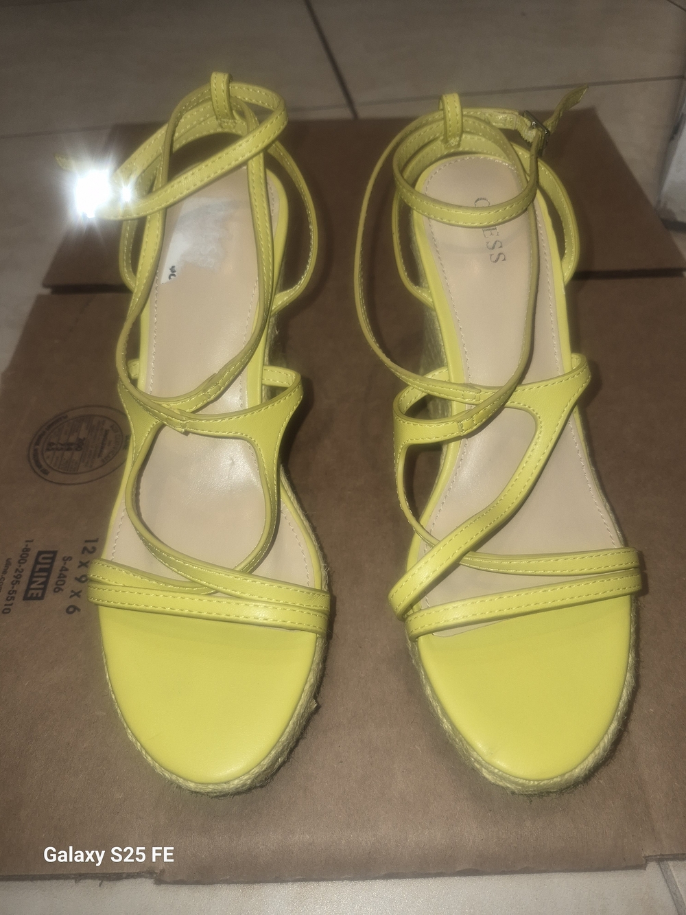 Guess Neon Yellow Strappy Wrap Sandals
